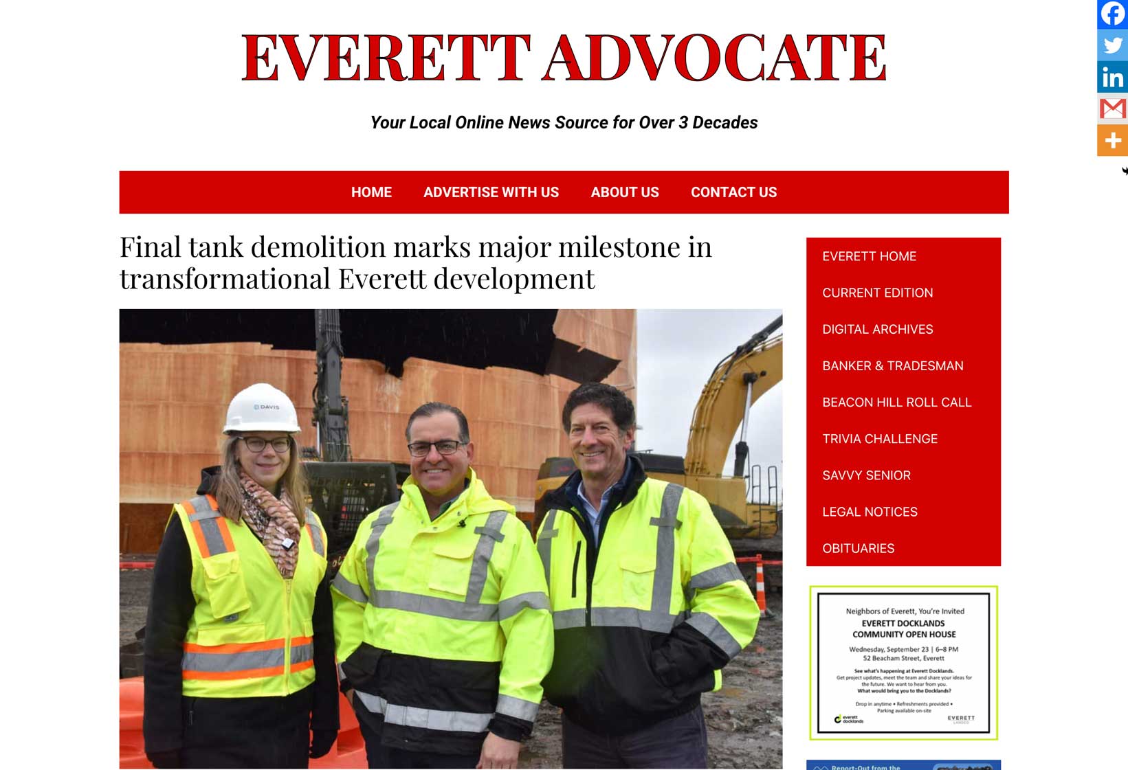 Final tank demolition marks major milestone in transformational Everett development